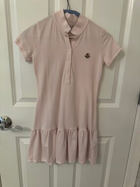Moncler Light Pink Polo Dress with Ruffled Skirt